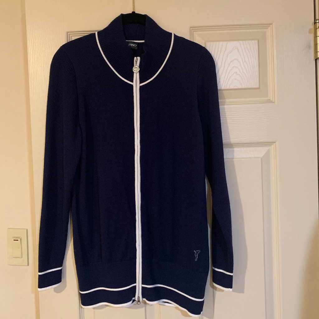 Golfino Blue/White Cardigan Golf Sweater Sz 8